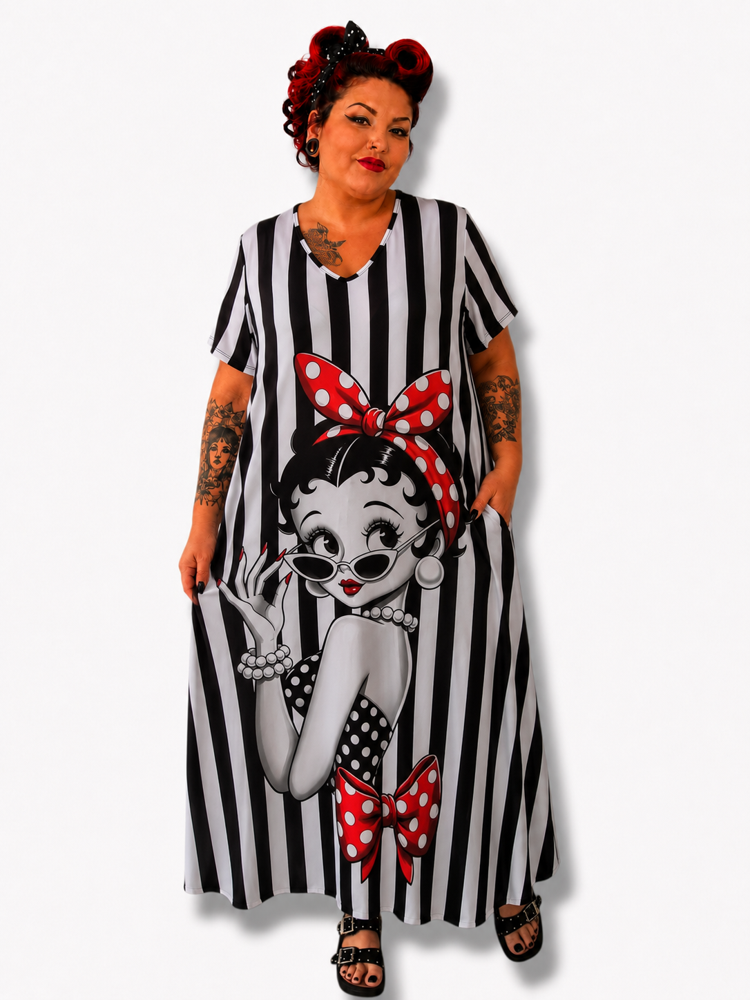 Vestido largo rayas y betty