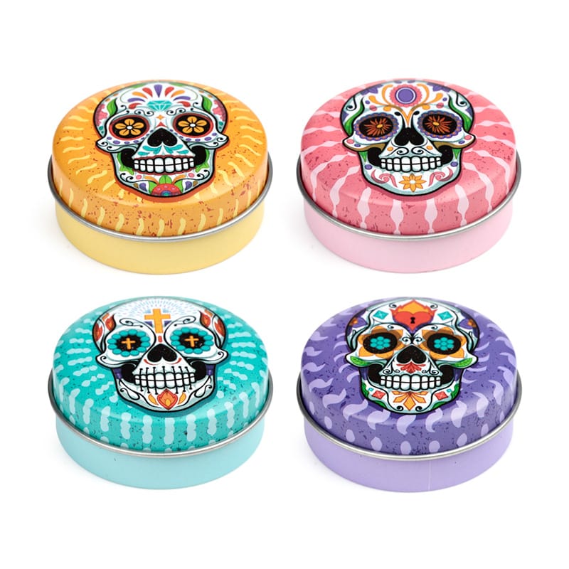 Balsamo labial en lata dia de los muertos con sabores