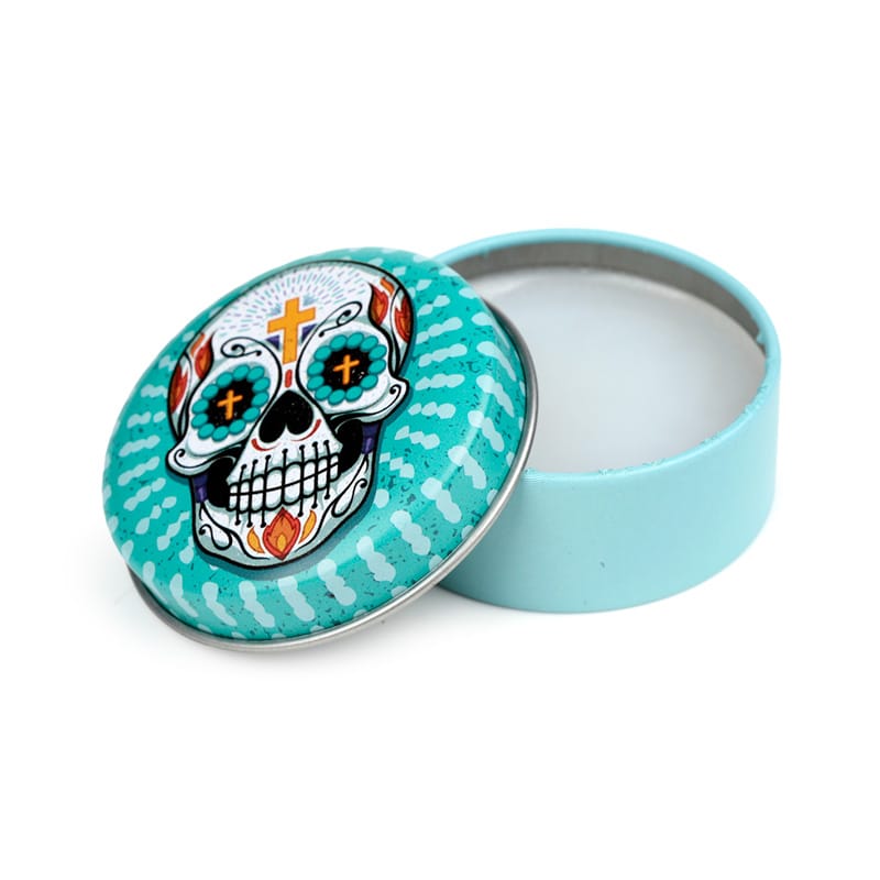 Balsamo labial en lata dia de los muertos con sabores