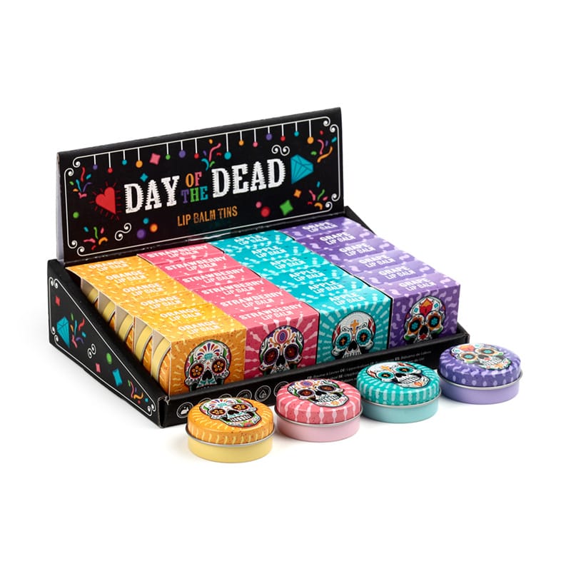 Balsamo labial en lata dia de los muertos con sabores