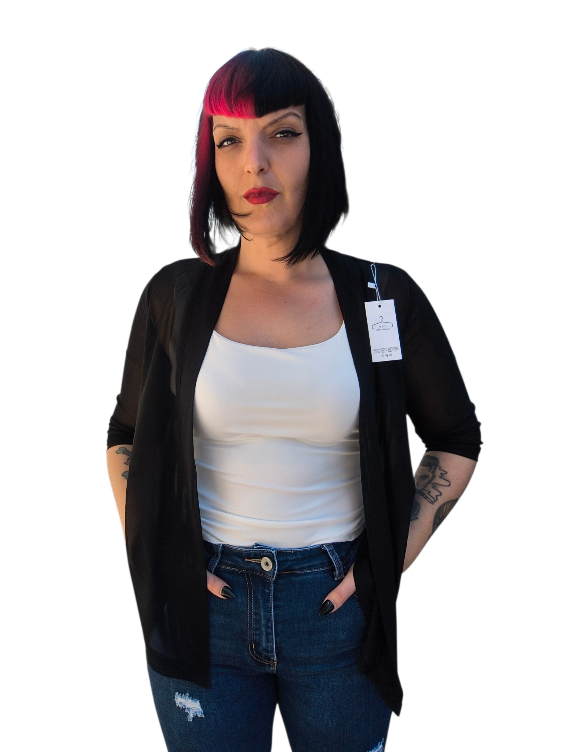 Chaqueta tipo bolero transparente