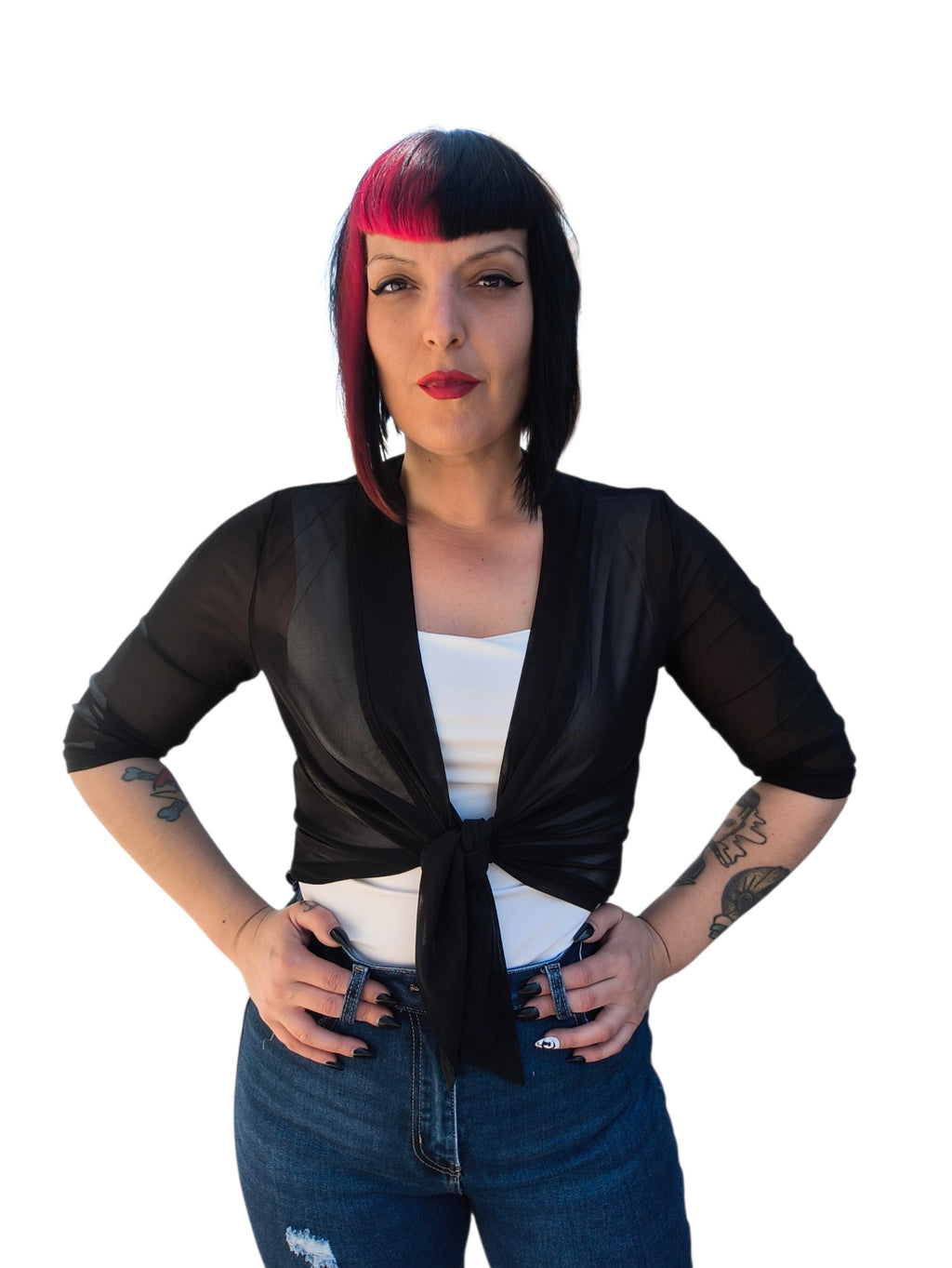 Chaqueta tipo bolero transparente