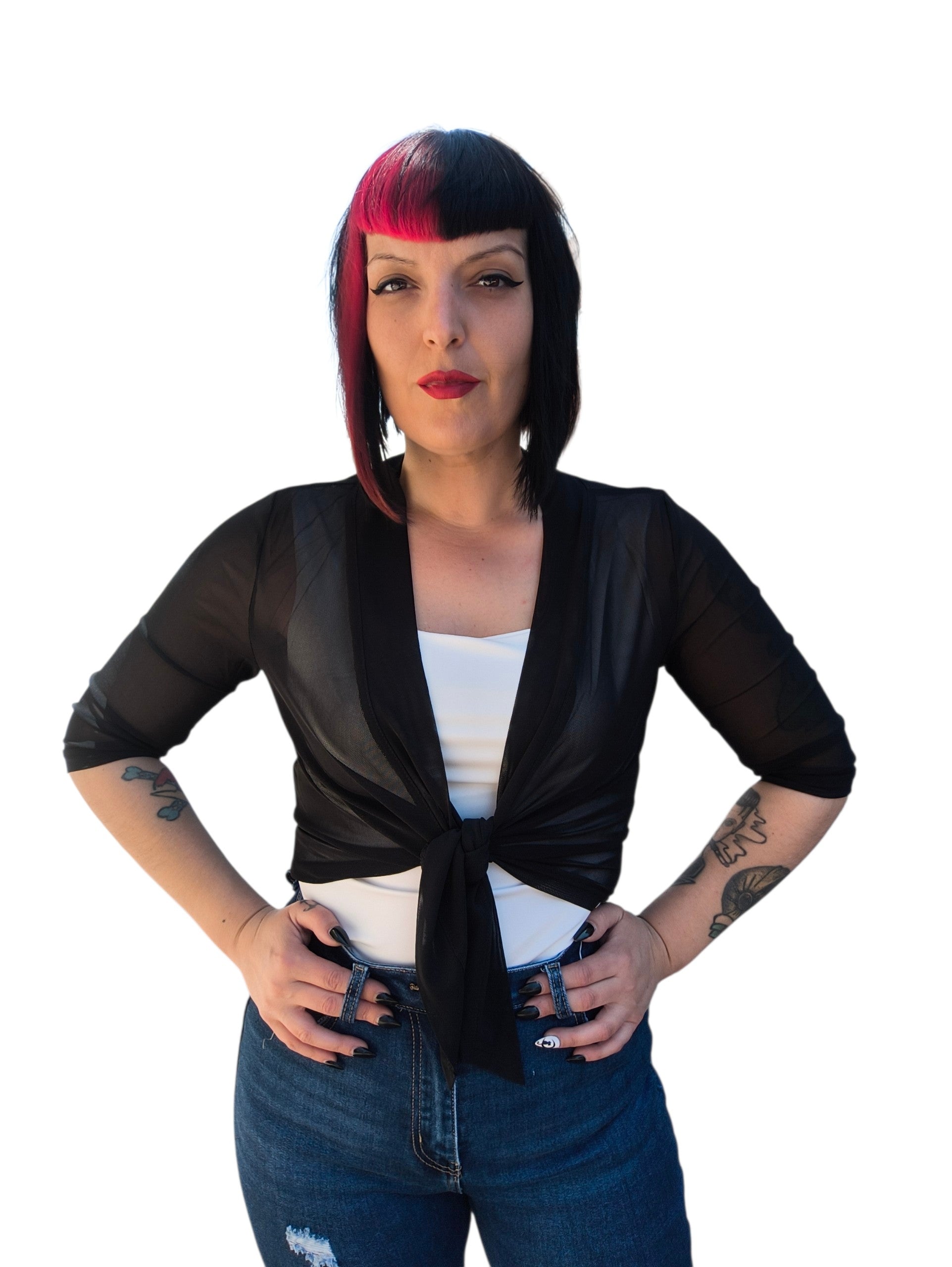 Chaqueta tipo bolero transparente