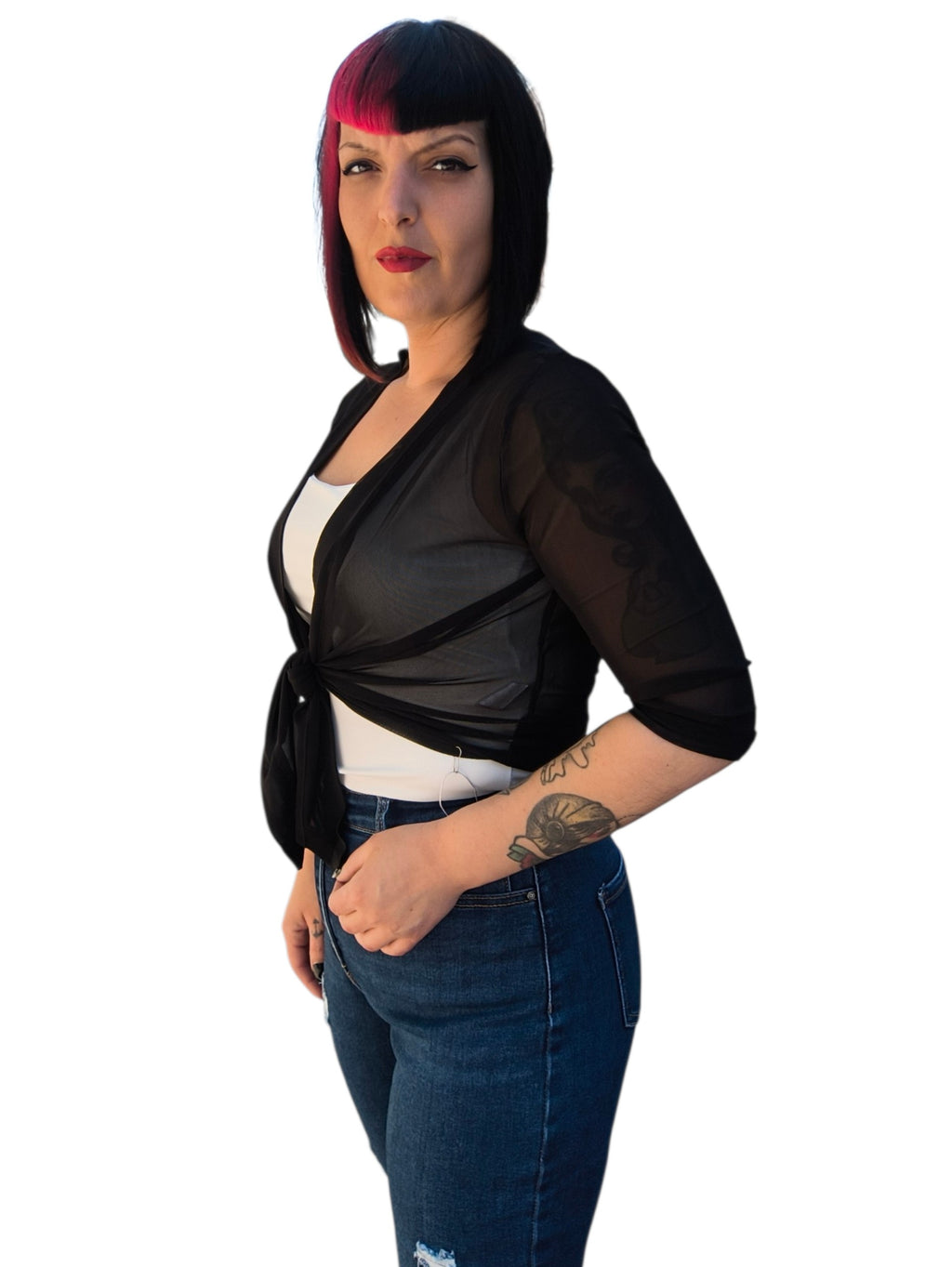 Chaqueta tipo bolero transparente