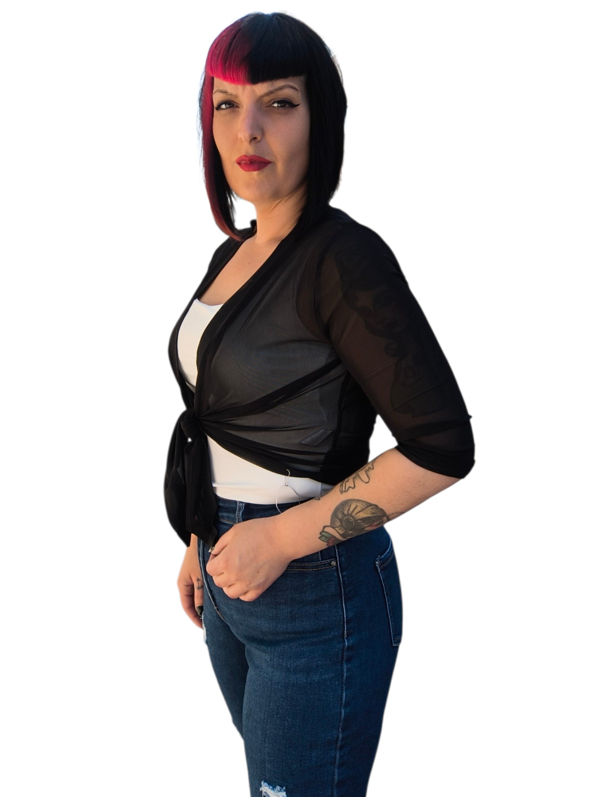 Chaqueta tipo bolero transparente