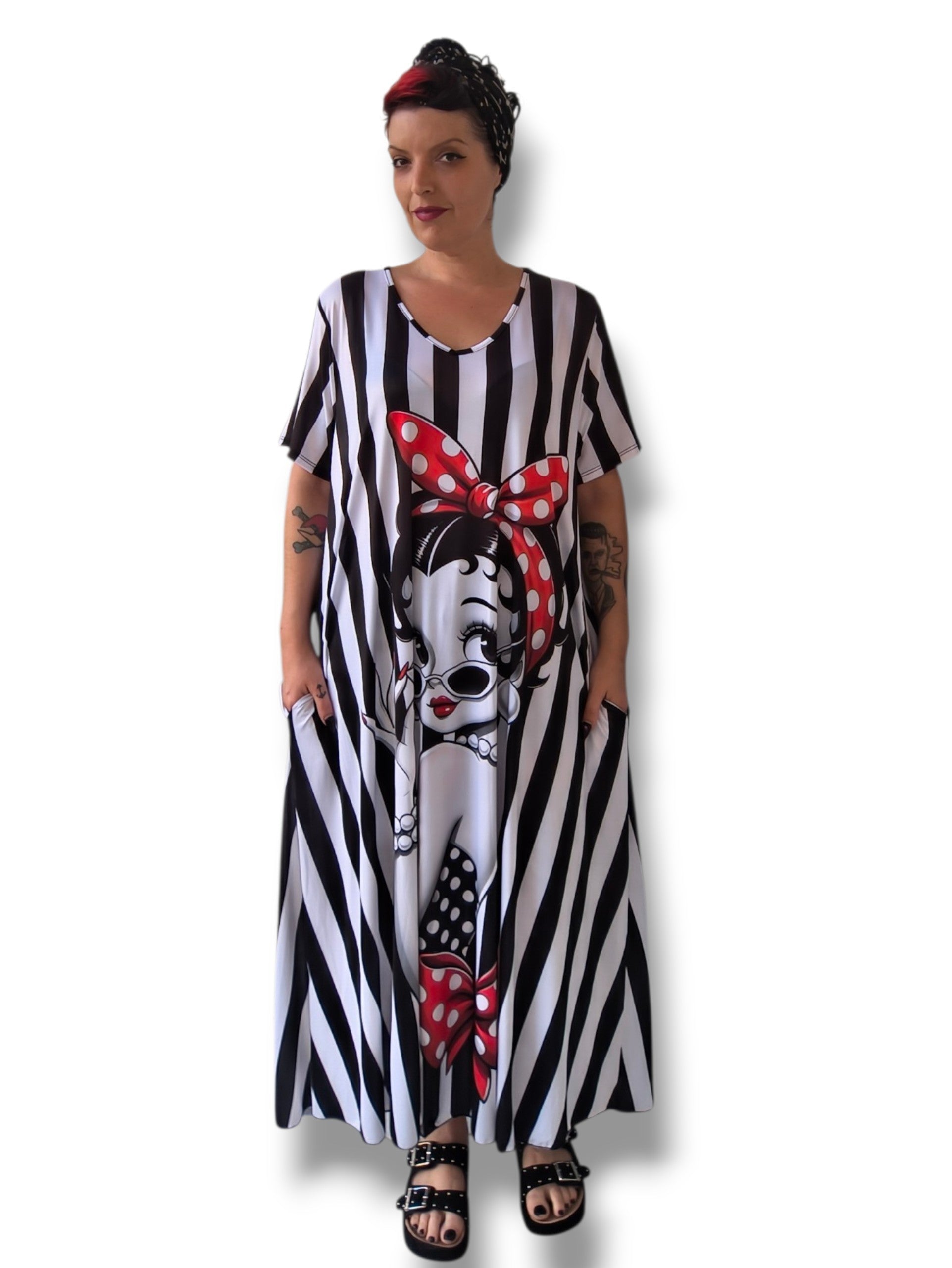 Vestido largo rayas y betty