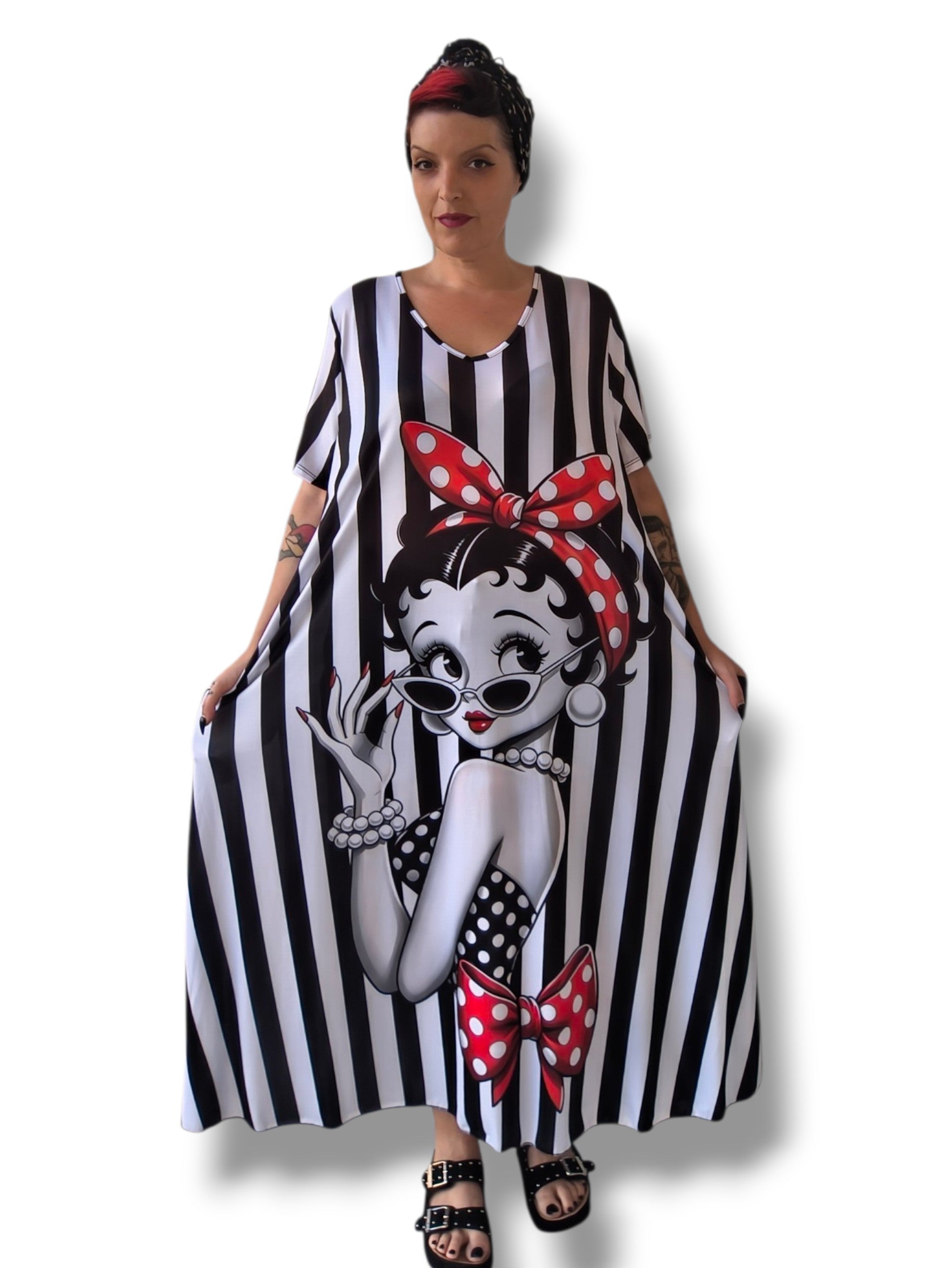 Vestido largo rayas y betty