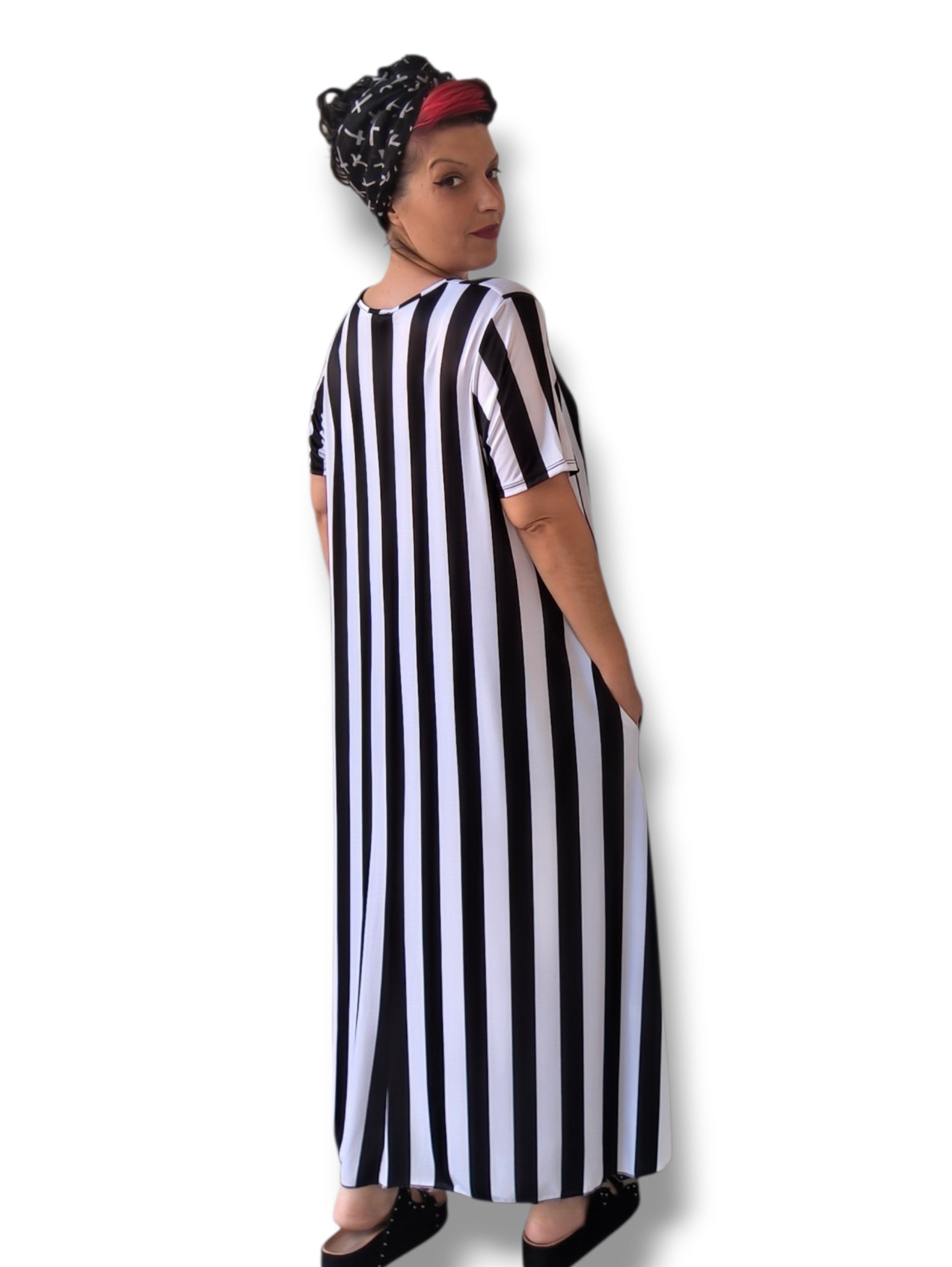 Vestido largo rayas y betty