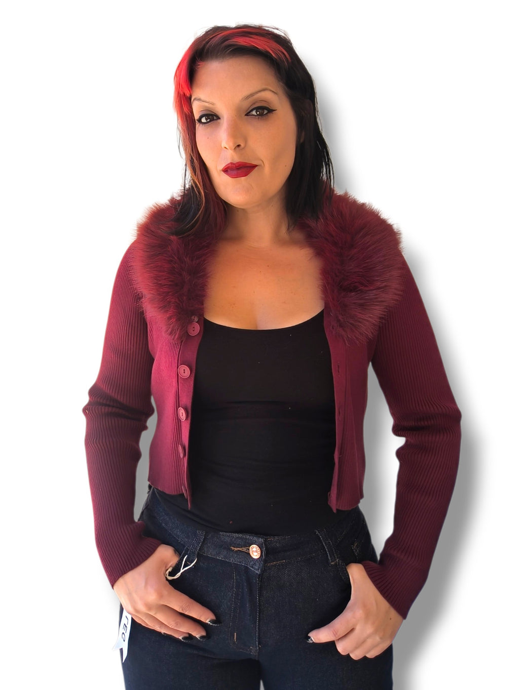 Cardigan botones y pelo