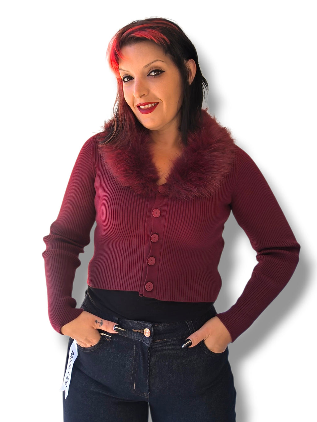 Cardigan botones y pelo