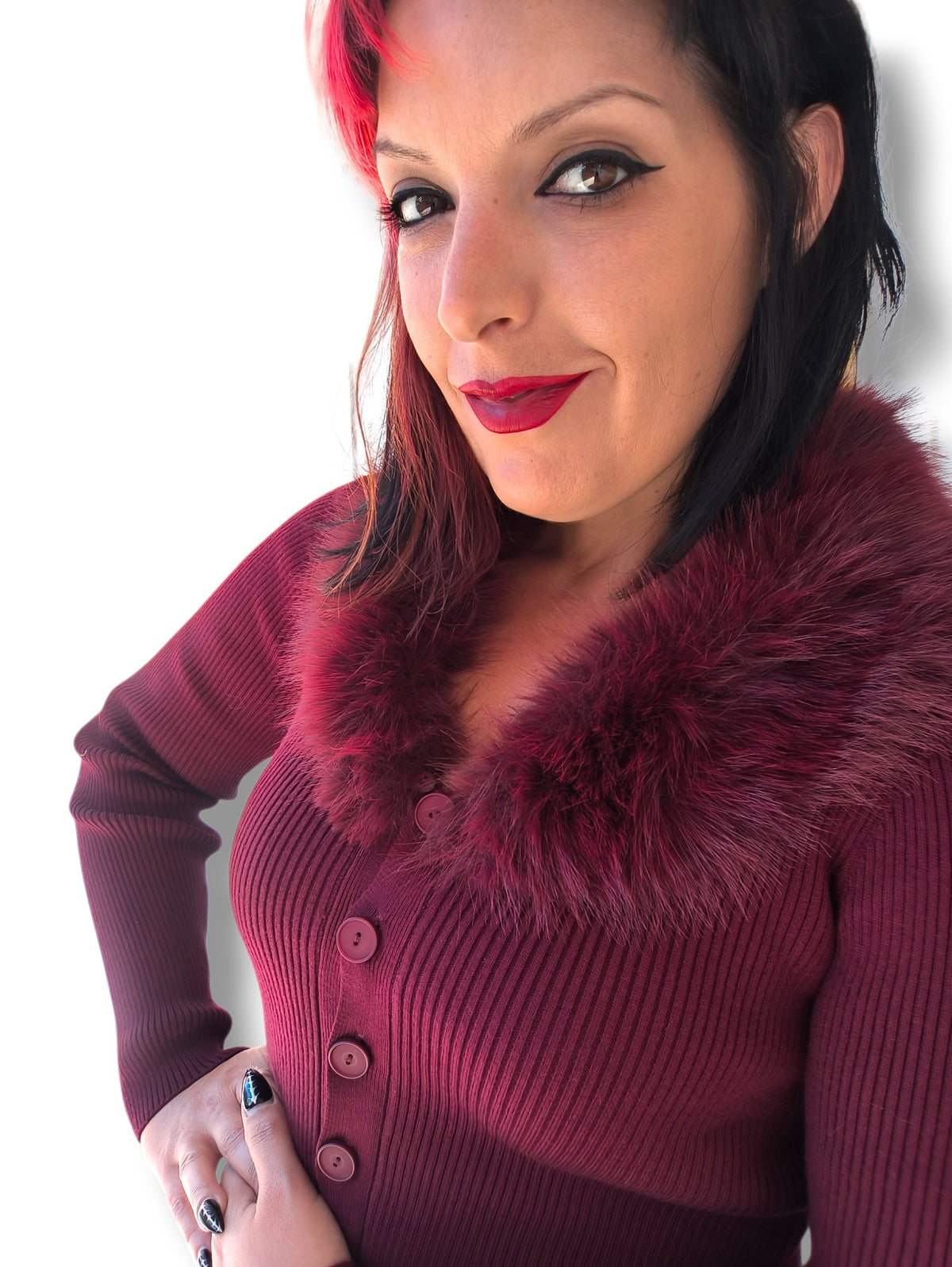 Cardigan botones y pelo