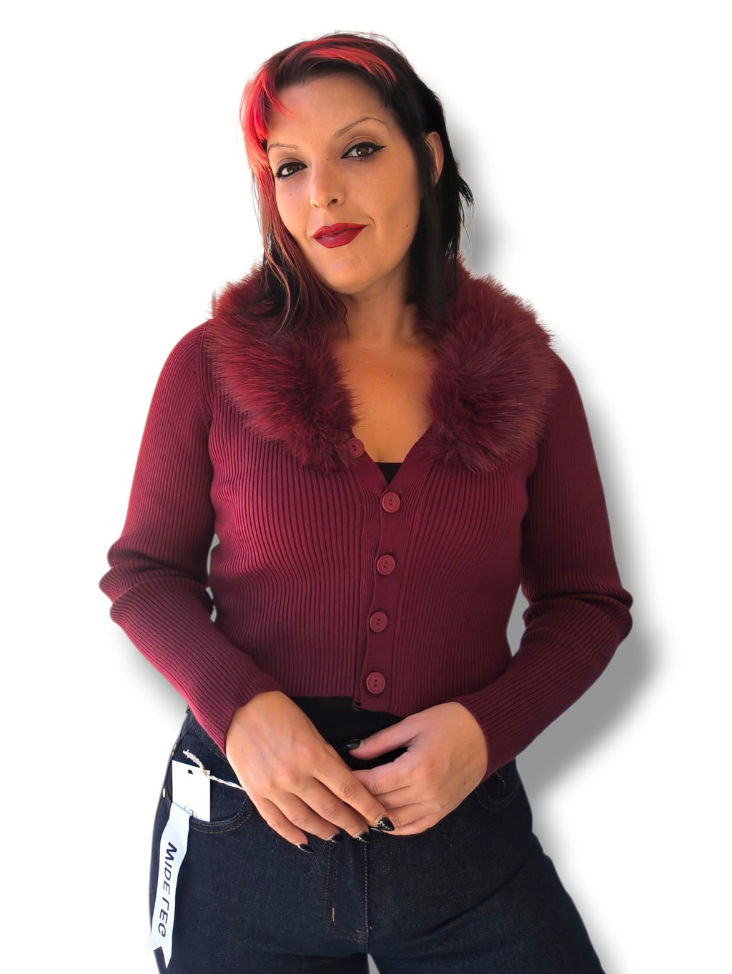 Cardigan botones y pelo