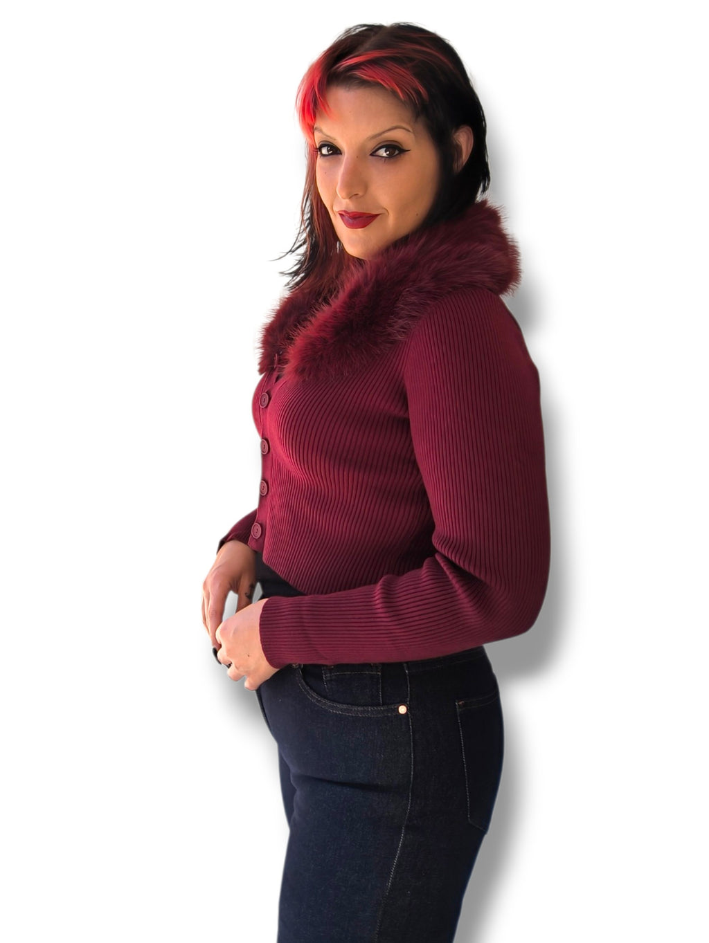 Cardigan botones y pelo