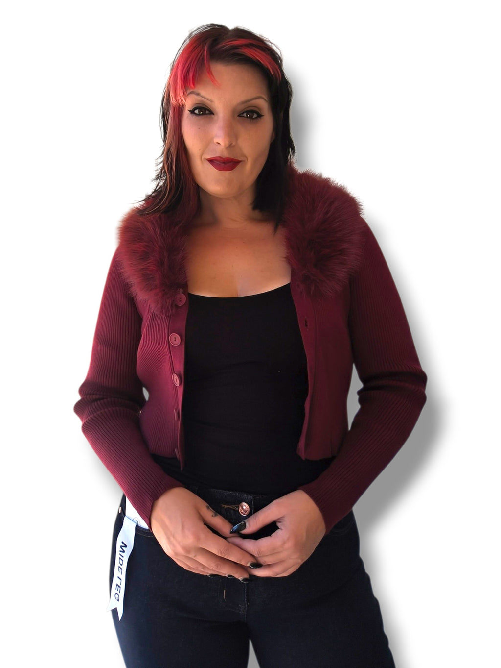 Cardigan botones y pelo