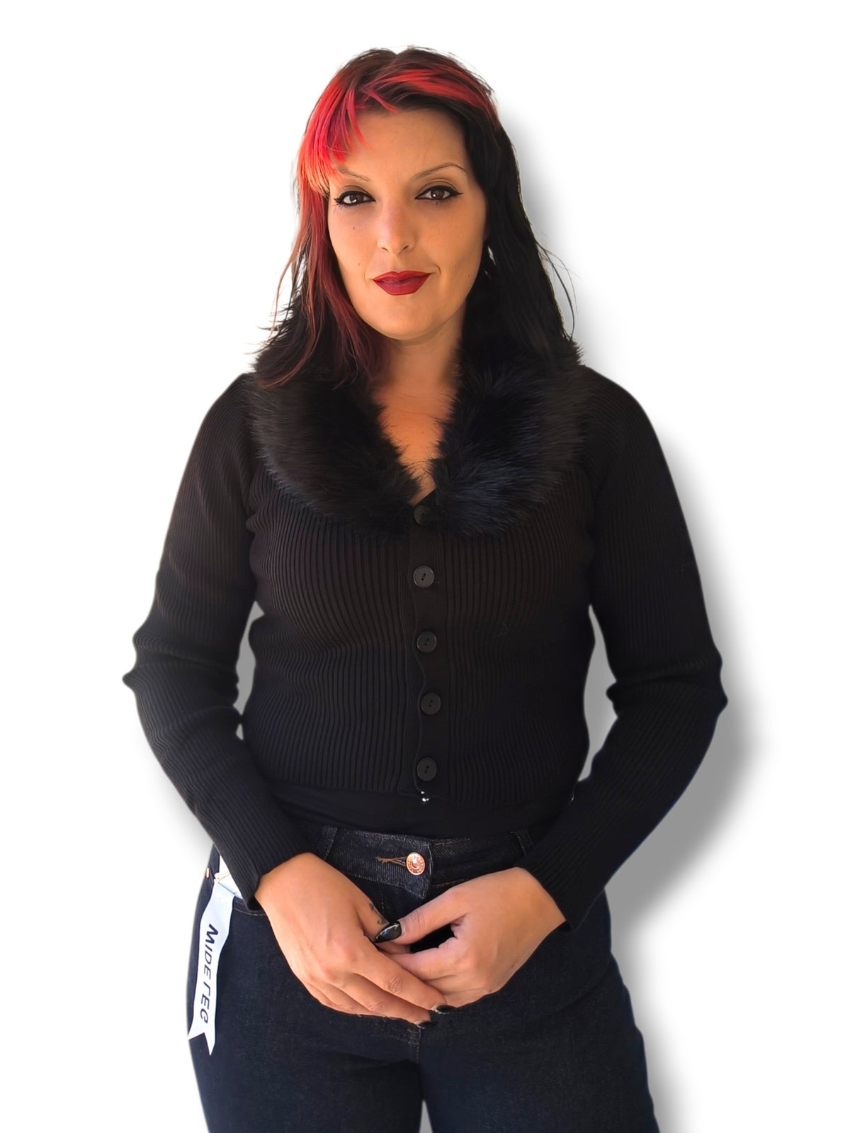 Cardigan botones y pelo