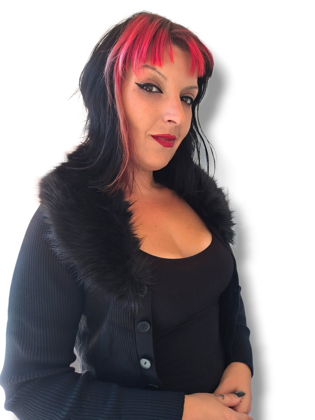 Cardigan botones y pelo