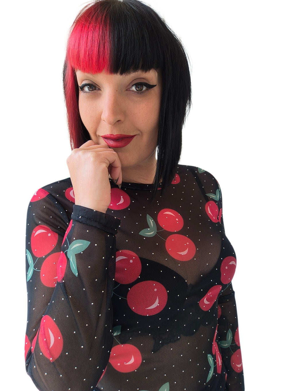 Camiseta cerezas transparente