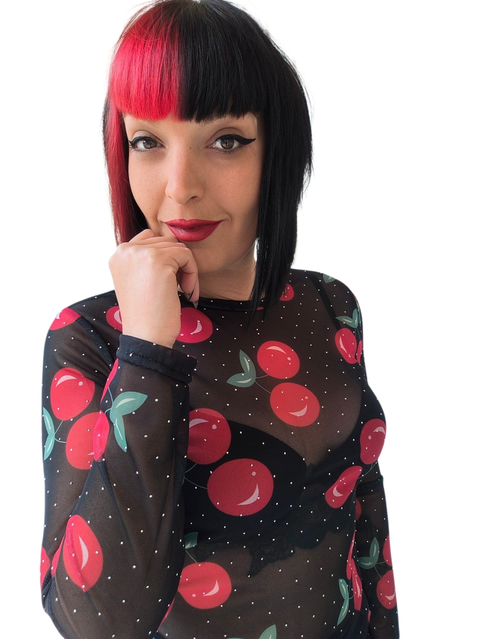 Camiseta cerezas transparente