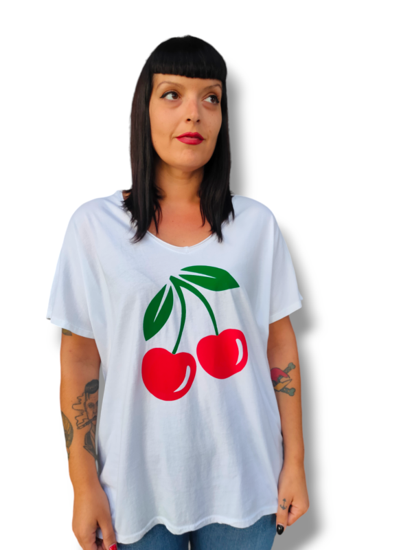 Camiseta pico cherry blanco - Imagen 2