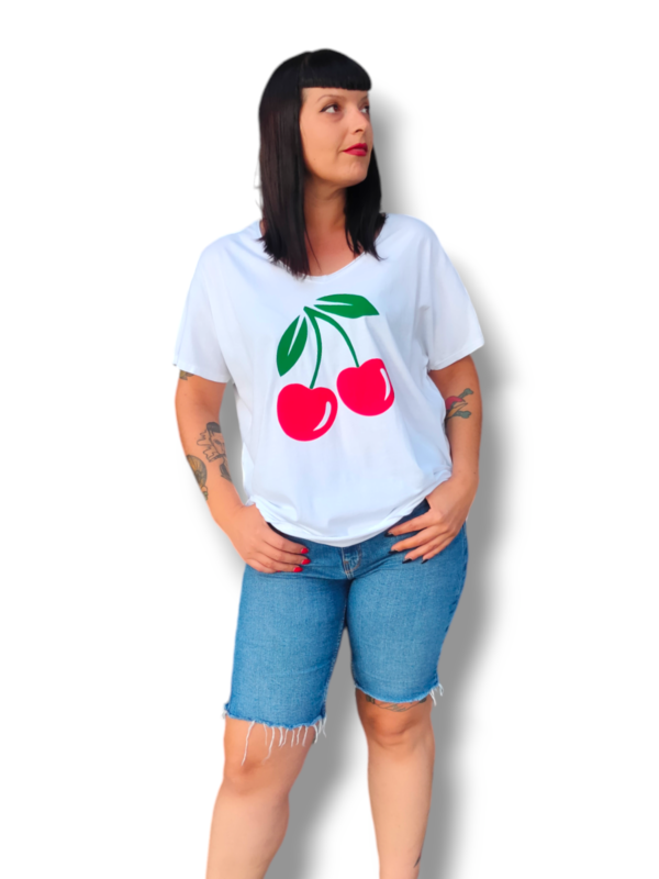 Camiseta pico cherry blanco - Imagen 3