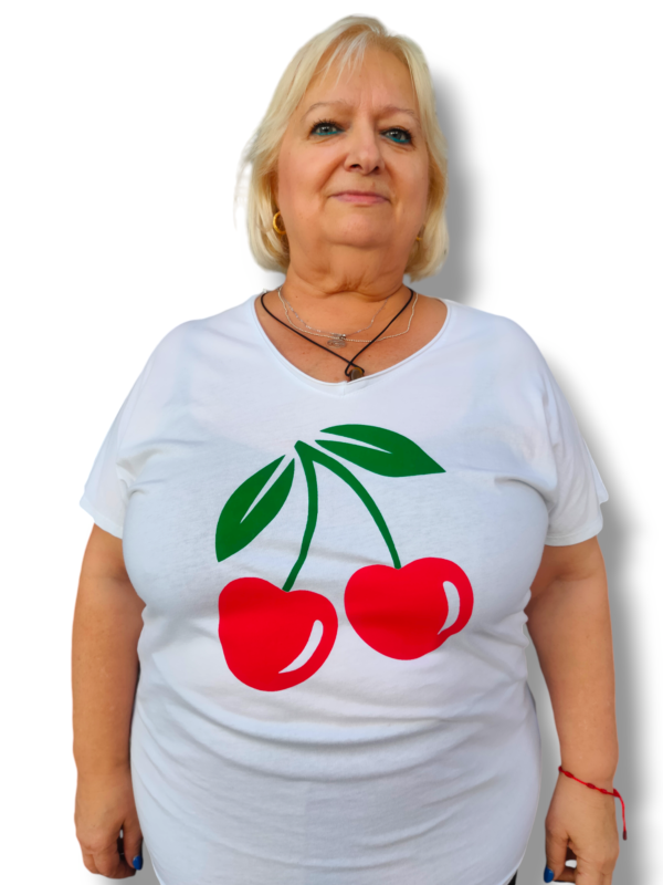 Camiseta pico cherry blanco