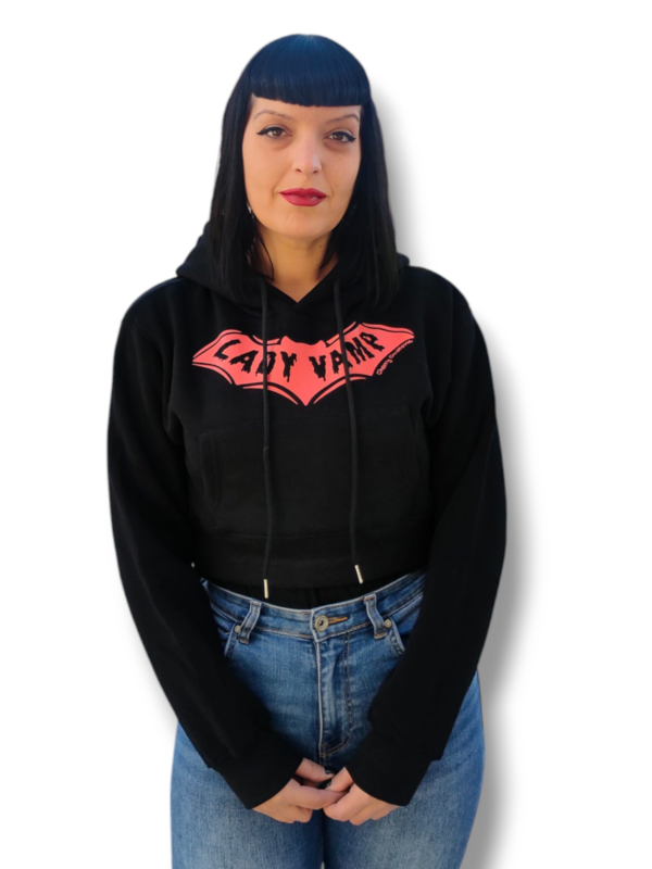 Sudadera crop lady vamp negro rojo