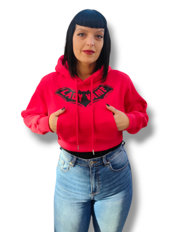 Sudadera crop lady vamp rojo negro - Imagen 3