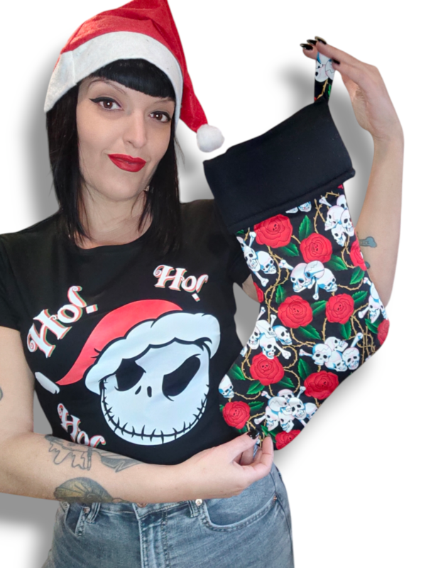 Calcetin navideño skull roses - Imagen 4