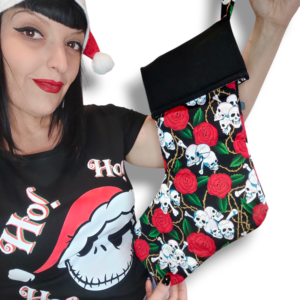 Calcetin navideño skull roses